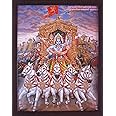 Handicraft Store Lord Krishna with Arjuna in Mahabharata Battle Field, a Religious & Elegant Poster with Frame, Must for Office/Home Decor/Religious Purpose