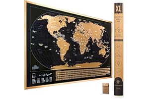 TRAVELIZATION XL Scratch Off Map of The World with Flags - 36 x 24 Easy to Frame Scratch Off World Map Wall Art Poster with US States & Flags - Deluxe World Map Scratch Off Travel Map Designed for Travelers