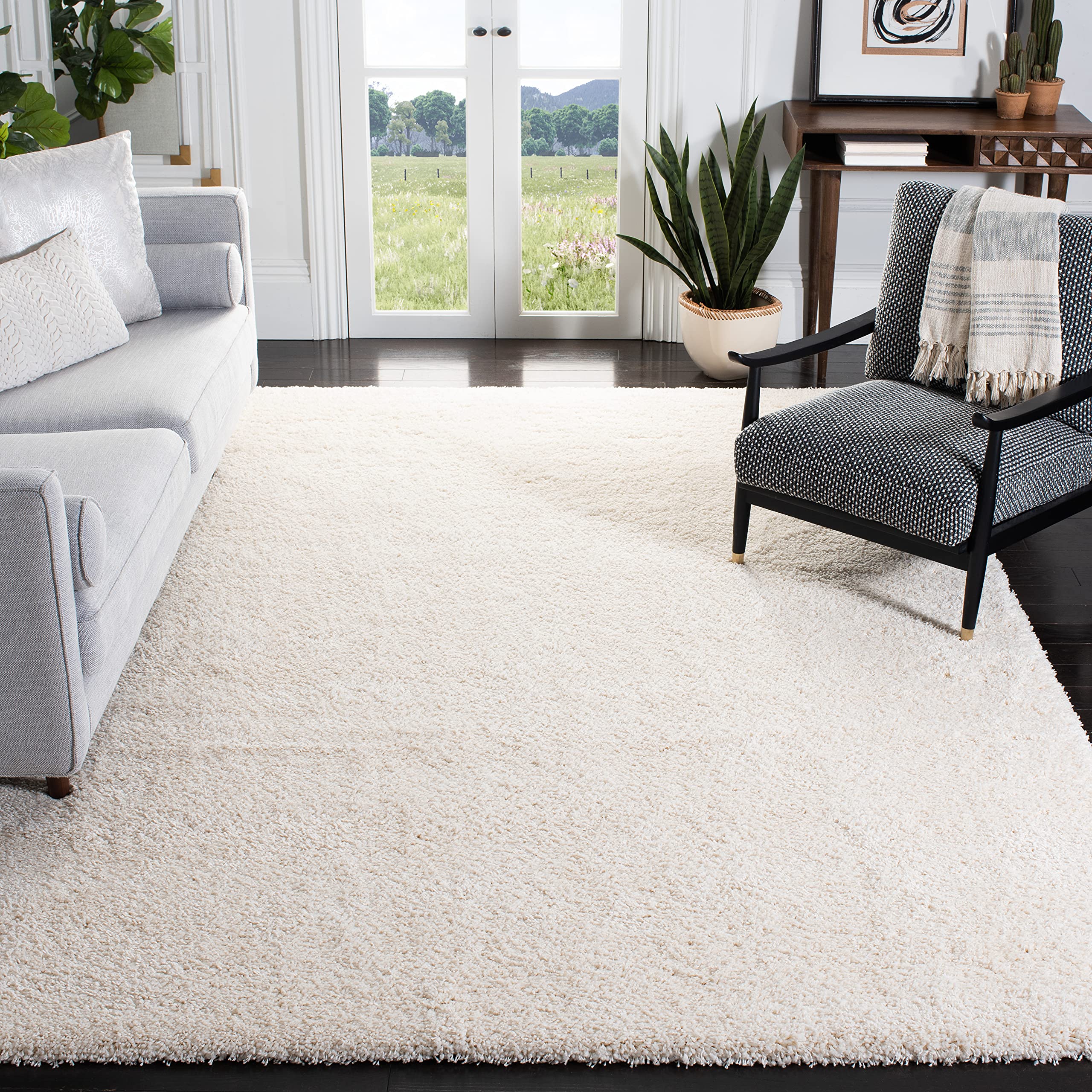 SAFAVIEH Area Rug 11x15 - California Shag Collection - Large - Ivory, Non-Shedding & Easy to Clean, Ultra Plush Thick Pile, Ideal for Living Room, Bedroom, Dining Space (SG151-1212) Image