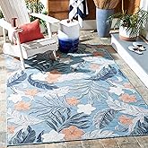 SAFAVIEH Washable Rug Outdoor Cabana Collection - 5'1" x 7'6", Blue & Grey, Non-Shedding & Easy to Clean, Ideal for Patio, Ba