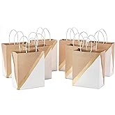 Hallmark 9" Medium Paper Gift Bags (Pack of 8 - White & Kraft) for Valentine's Day, Easter, Birthdays, Mother's Day, Weddings, Graduations, Baby Showers, Bridal Showers, Care Packages and More