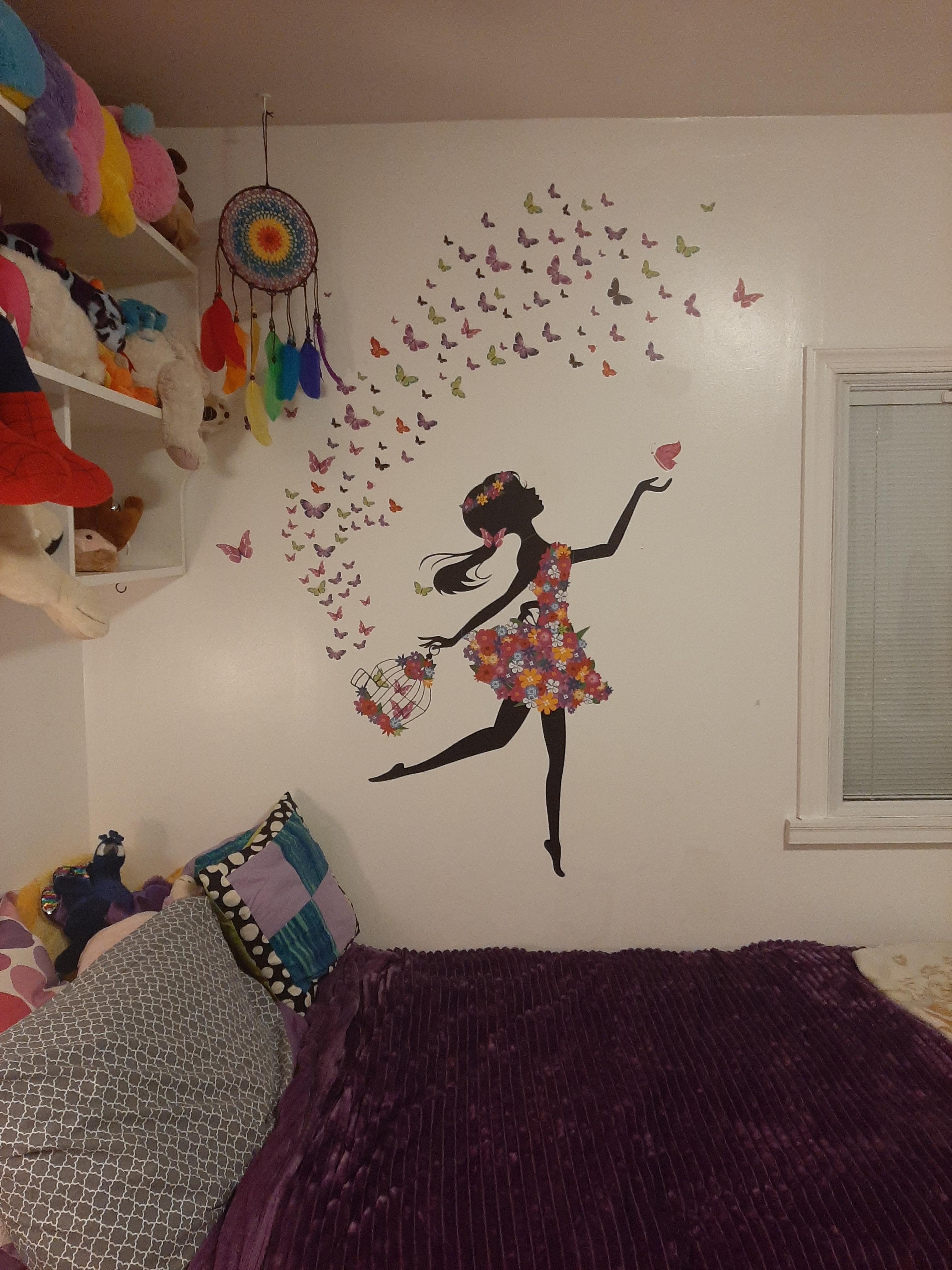 Dancing Black Girls Wall Decals – Butterflies & Stars Nursery Stickers, Removable & Waterproof