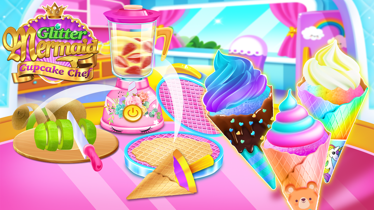 Mermaid Glitter Cupcake Chef - Ice Cream Cone Game - Thumbnail 3
