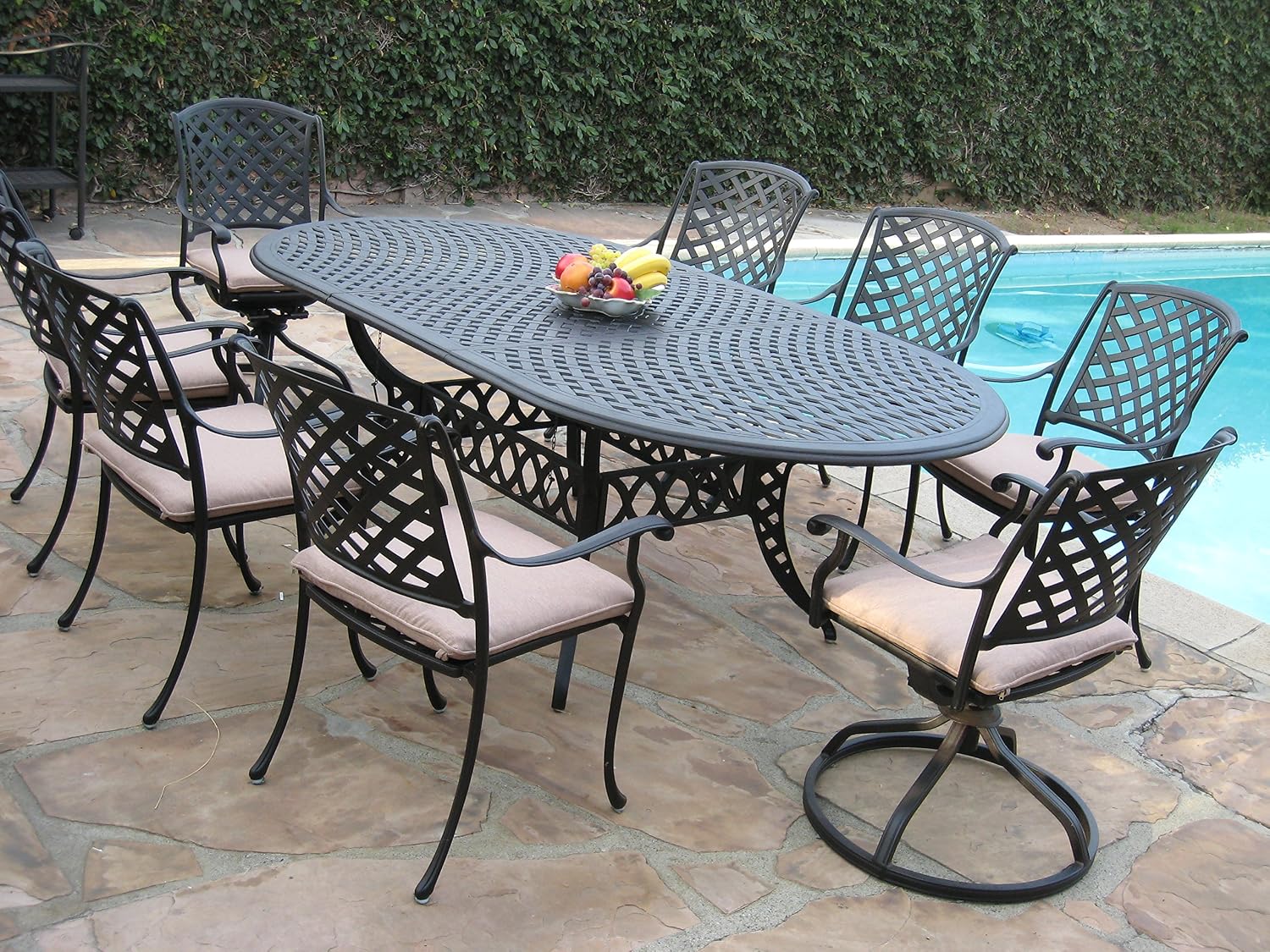 Cast Aluminum Outdoor Patio Furniture 9 Piece Expandable Dining Set Ds 09klss260180t 2 Swivel Rockers 6 Armchairs Garden Outdoor Cjp Org In