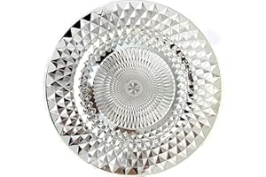 Allgala 13-Inch 6-Pack Heavy Quality Plastic Diamond Pattern Sparkling Charger Plates-Silver-HD80402