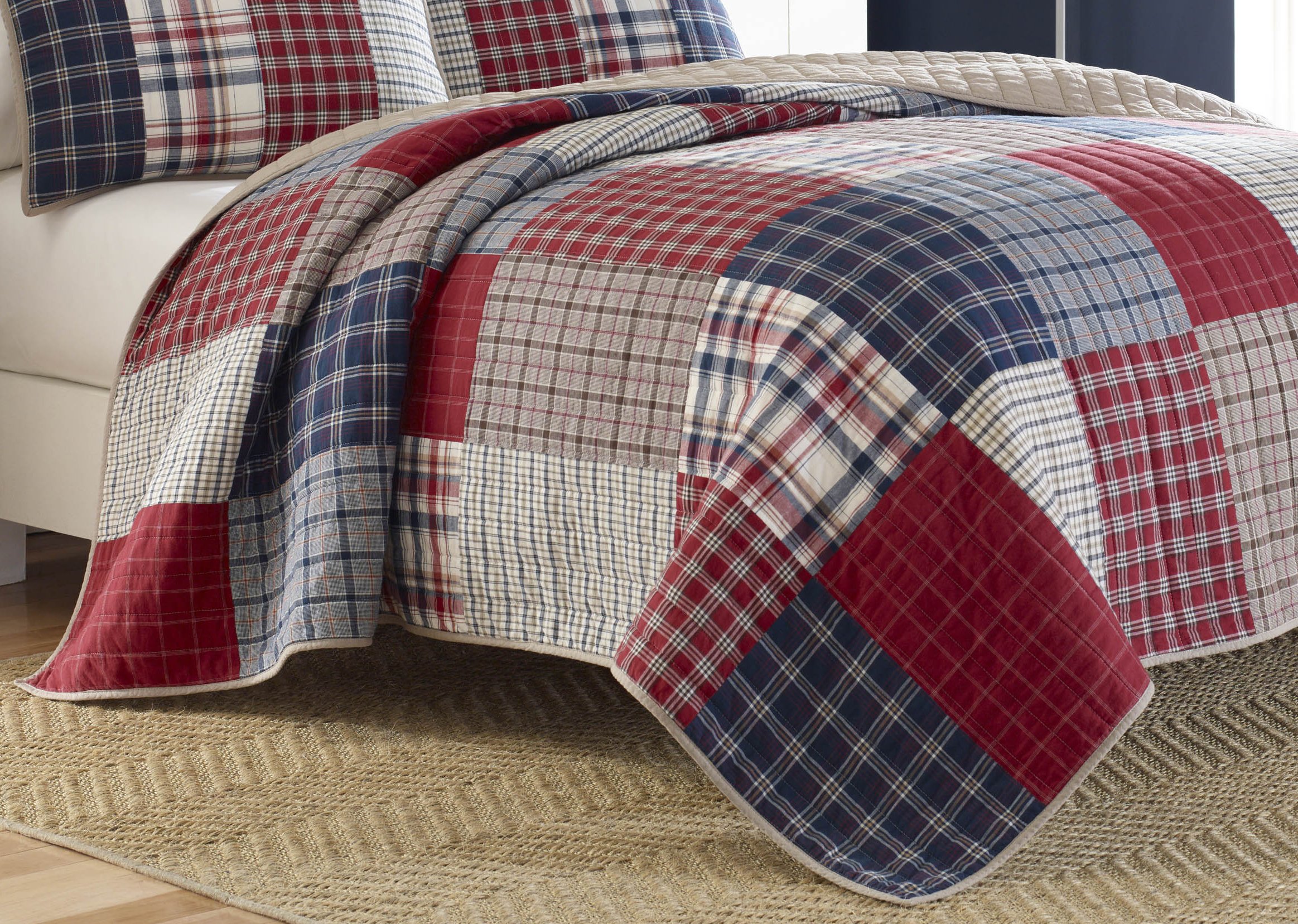 Nautica Ansell Cotton Pieced Quilt, Full/Queen, Red/Blue 883893417496