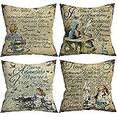Giosve 18x18 in Set of 4 Decorative Pillowcase Vintage Art Inspirational Quotes Throw Pillow Cover Gifts for Girls Room Couch Sofa Decor, Daughter Gift