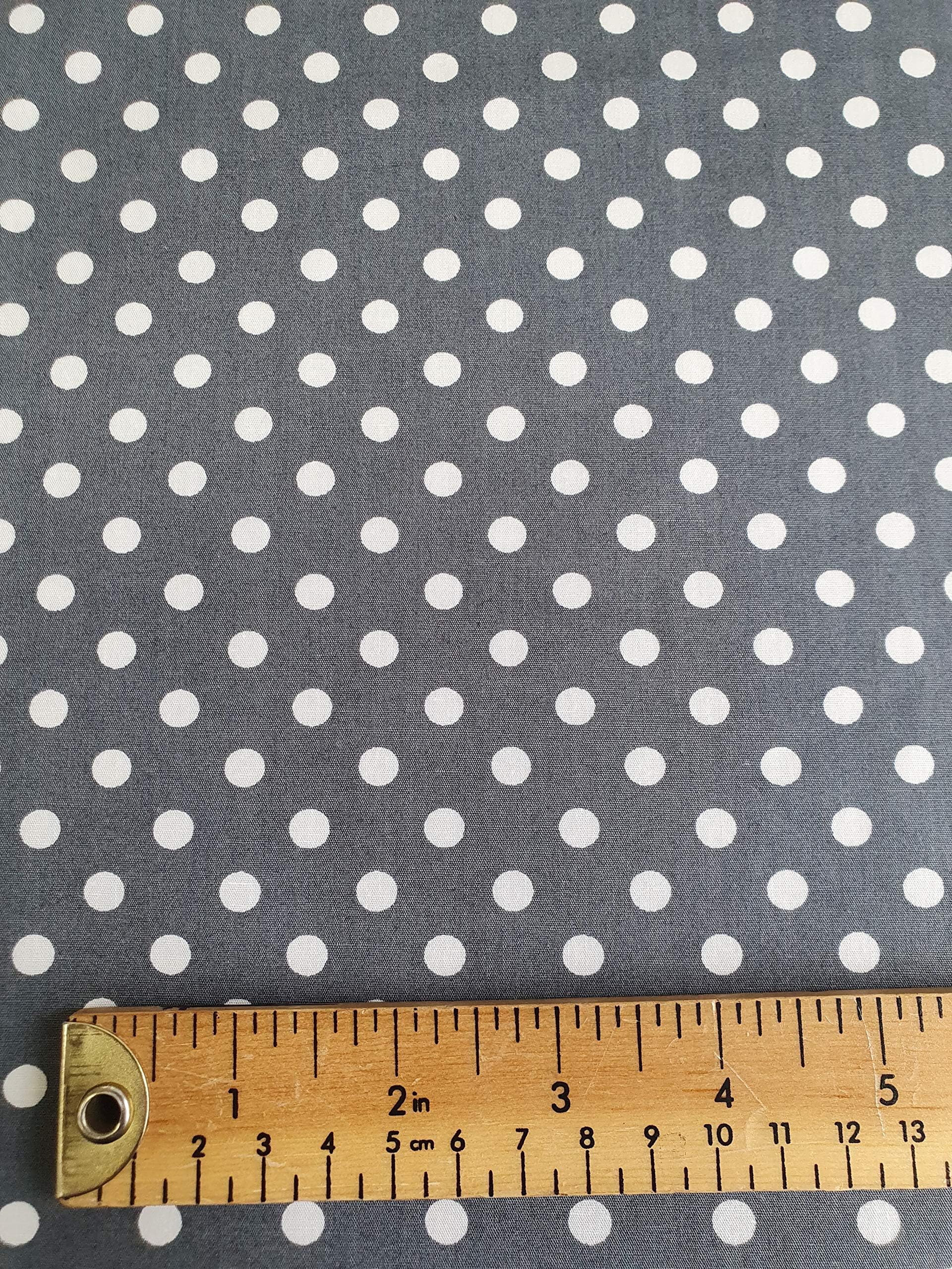 Textile Rose & Hubble White Spots (7 mm) on Grey Background - 100% Cotton Fabric - 110cm wide (CP0078GREY)