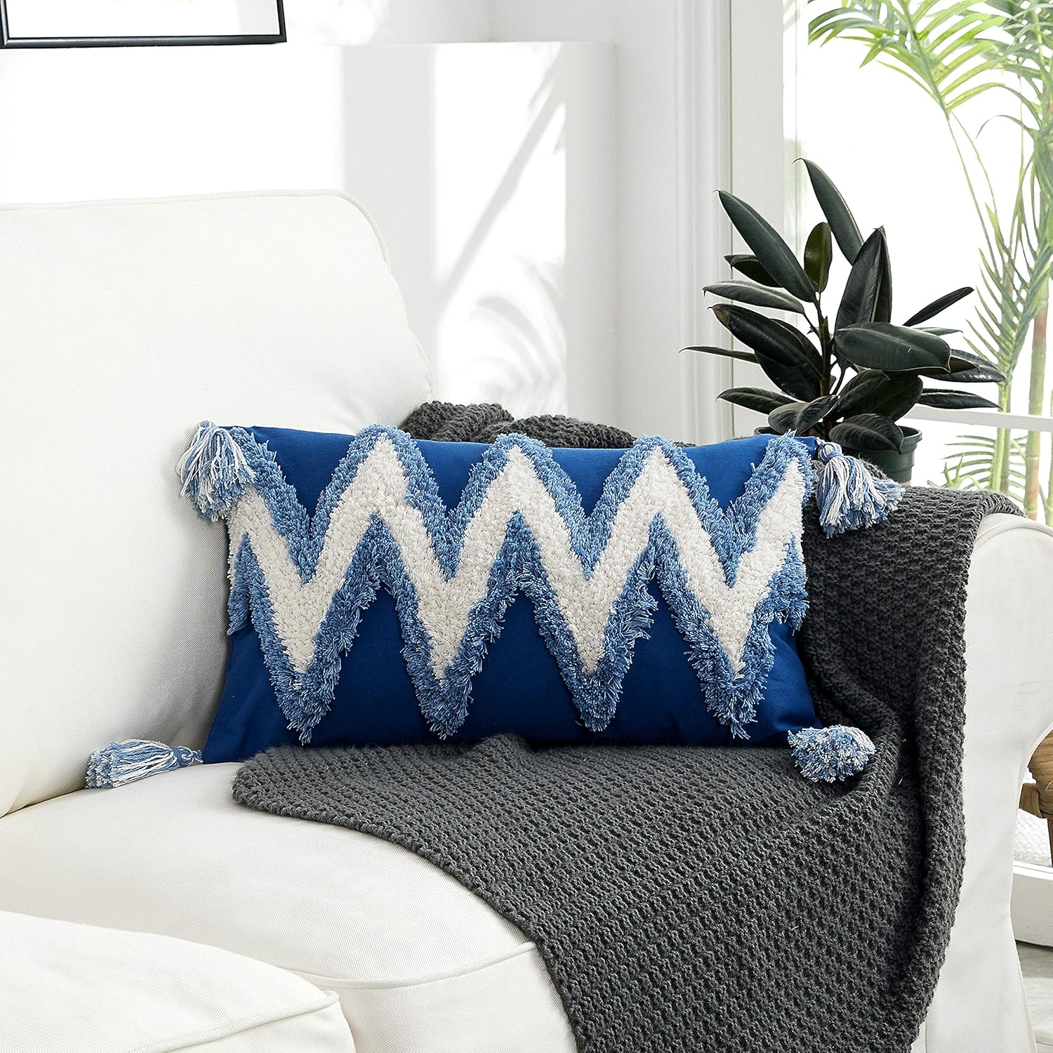 Amazon Com Eamaott Decorative Throw Pillow Cover With Tassels