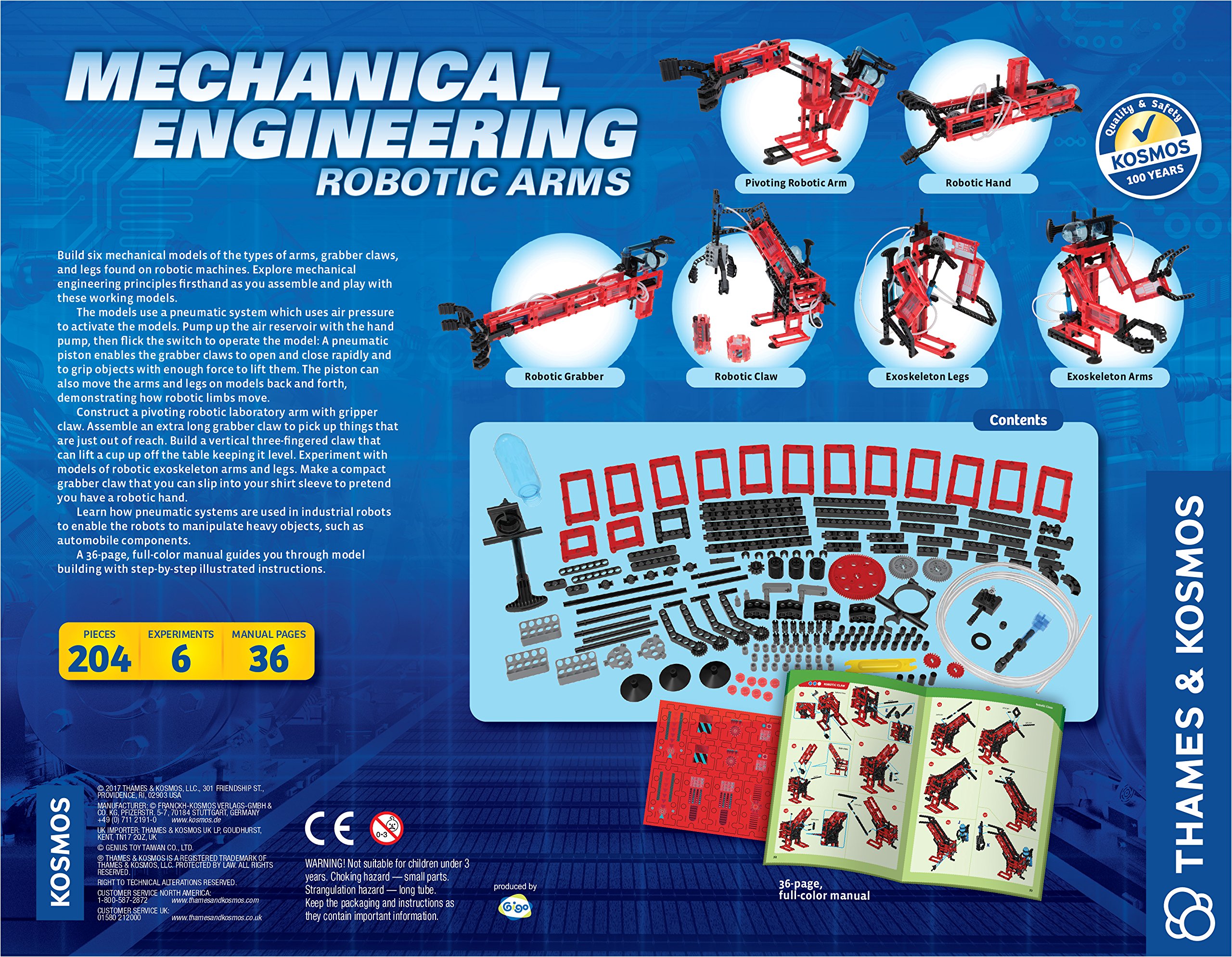 Thames & Kosmos Mechanical Engineering: Robotic Arms STEM Experiment Kit | Build 6 Pneumatic Machines | Robotic Claw, Exoskeleton Arms & More | Explore Air Pressure & Robotics | Ages 7+