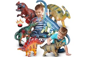 Homeify 6 Large Dinosaur Toys for Boys & Girls, Kids 3+ - Includes 6 Dinosaurs 10 - 13 Inches + Activity Play Mat 12 + Roar Sound ,- Educational Children Play Set (with Sound)