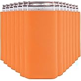 Slim Can Cooler Sleeves (14-Pack) Soft Slim Can Koolie for White Claw Seltzer & Slim Beer - HTV Blanks for Vinyl Projects - Skinny Can Koolies Bulk - Tall Can Coolies for Slim Cans (Orange)
