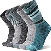 ANTSANG Merino Wool Hiking Socks for Men & Women 5 Pairs Thermal Warm Winter Thick Cushion Moisture Wicking Crew Boot Socks