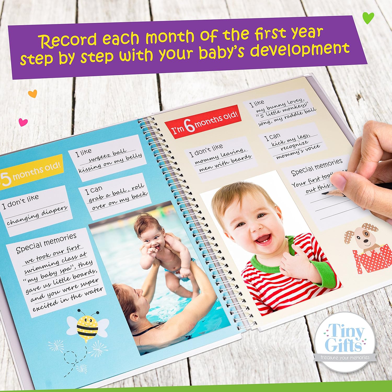 First 5 Years Baby Memory Book + Clean-Touch Ink Pad + Gift Box. Record Your Girl or Boy Photos & Milestones. Keepsake Journal | Scrapbook | Photo Album. Modern Baby Shower Gift for Expecting Parents : Baby