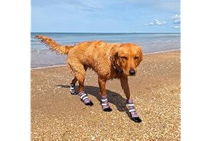 Bark Brite Lightweight Neoprene Paw Protector Dog Boots Designed for Comfort and Breathability in 5 Sizes (Lavender Lg)