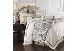 H HIEND ACCENTS HiEnd Accents French Country Bedding Augusta Toile Duvet Cover, Black and White French Toile Bedding, Queen Size, Floral Birds Botanical Print Comforter Cover