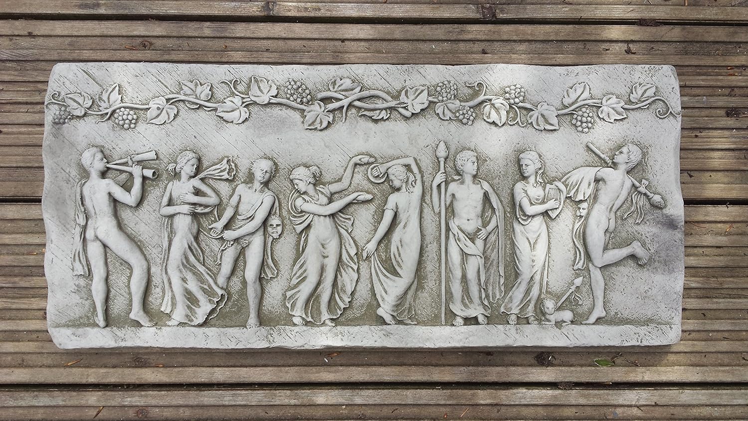 ANTIQUE ROMAN WALL PLAQUE (Long) BESPOKE CAST STONE GARDEN ORNAMENT