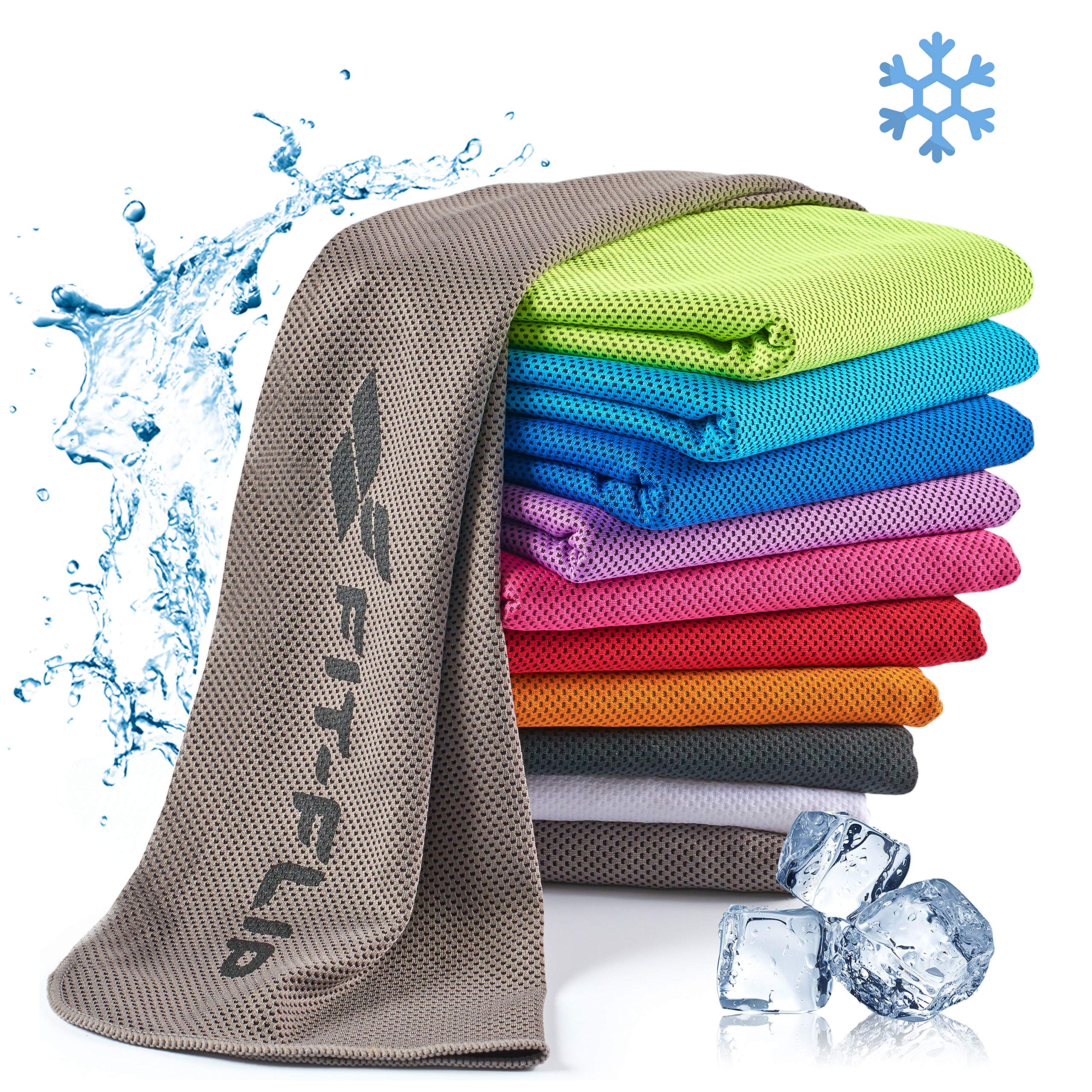 Fit-Flip Cooling towels - Airflip - cool touch microfibre ice towel as wet neck scarf - cold cloth for sport, yoga and fitness (grey, 100x30cm)