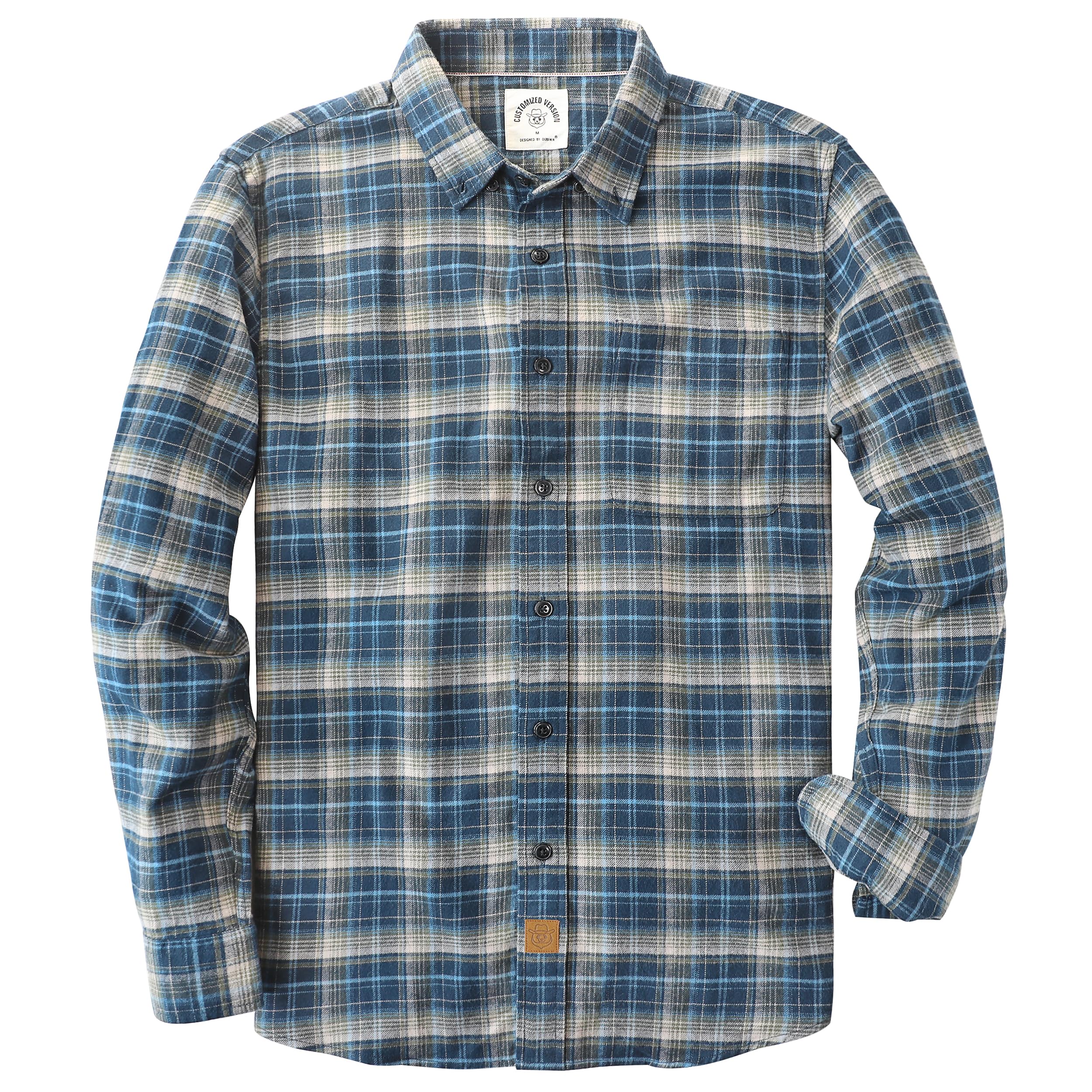 Dubinik® Flannel Shirt for Men Plaid Mens Button Down Long Sleeve Shirts Soft Pure Cotton Casual Cozy Regular Fit Image