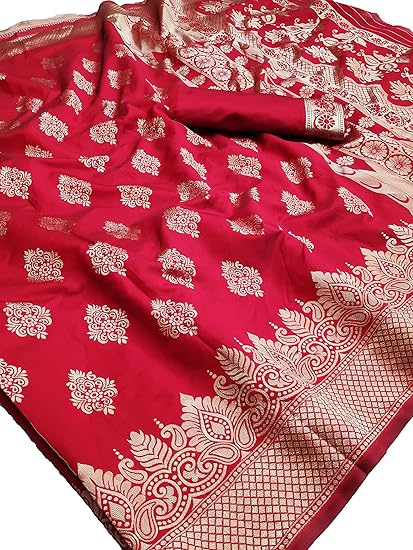New Release Banarasi Jacquard Silk Saree With Matchin Blouse Piece