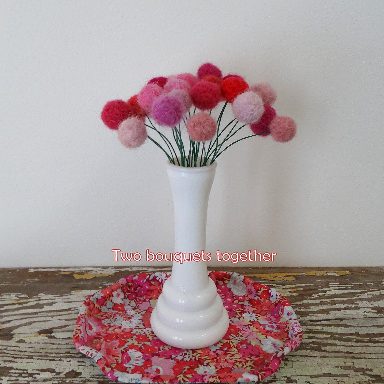 Amazon Com Pink Wool Pom Pom Flowers Round Felted Flowers Fake Billy Balls Pompom Bouquet Faux Flower Arrangement Felt Flower Bunch Yarn Pom Handmade