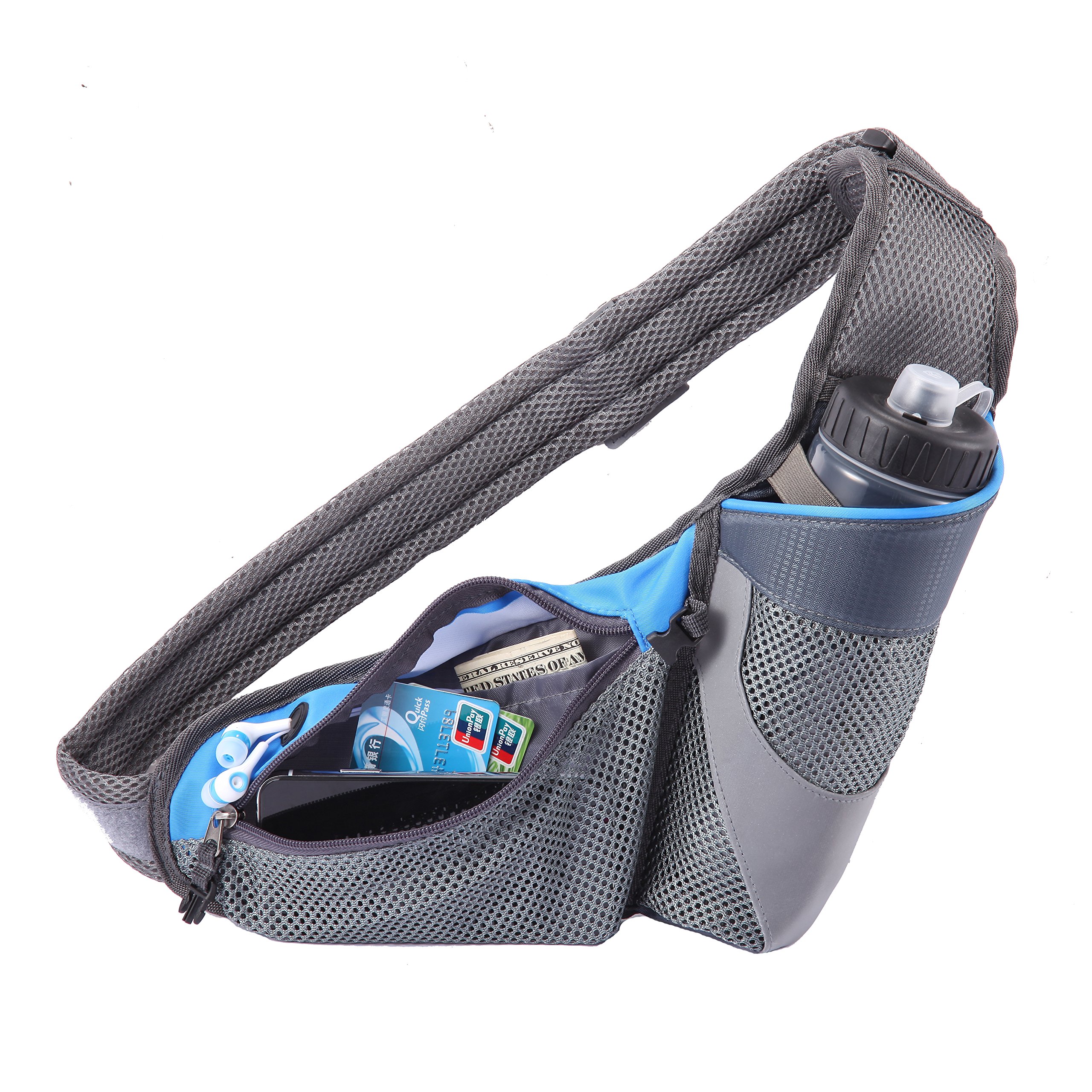 YAPA Running Belt Hydration Waist Pack with Water Bottle Holder for Men Women Waist Come with Water Bottle Pouch Fanny Bag Reflective Fits iPhone 6/7 Plus