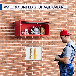 Fesbos Metal Storage Cabinet Black&Red Wall