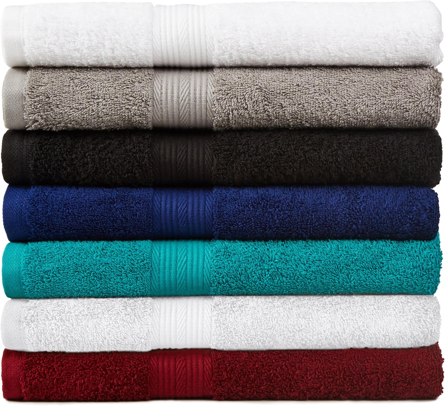 Basics 6-Piece Fade-Resistant Cotton Bath Towel Set - White: Home & Kitchen