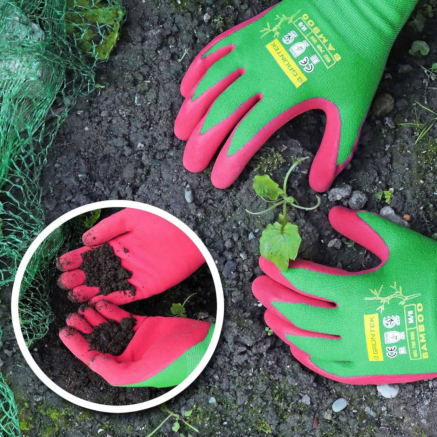 GRÜNTEK 2 works Garden Gloves Bamboo Garden Work Gloves for Domestic and Commercial Use in Horticulture, Fishing - Image 5