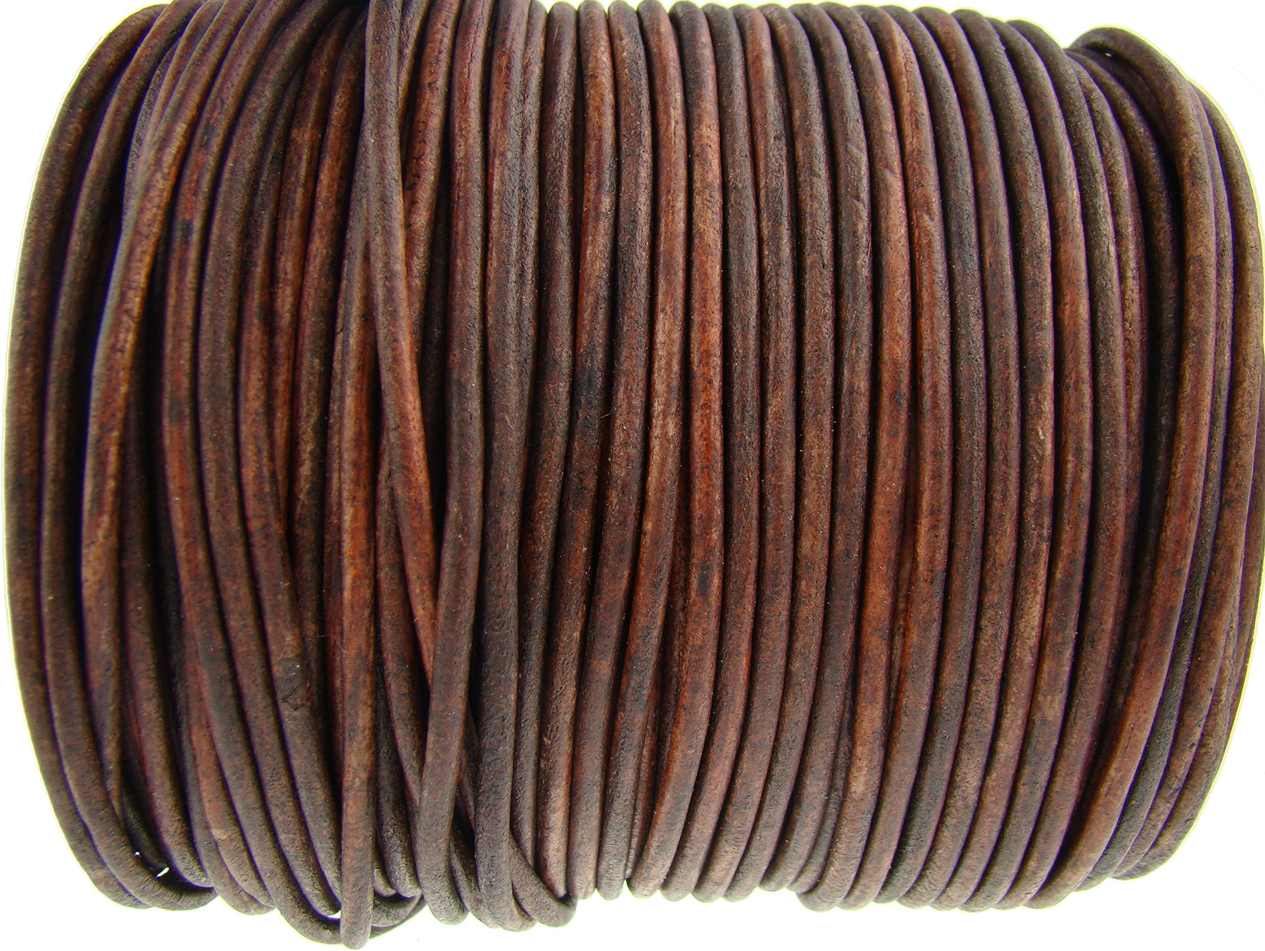Round leather cord, 3 mm, antique brown - 15 metres antique brown