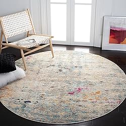 SAFAVIEH Madison Collection 3' Round Grey / Gold