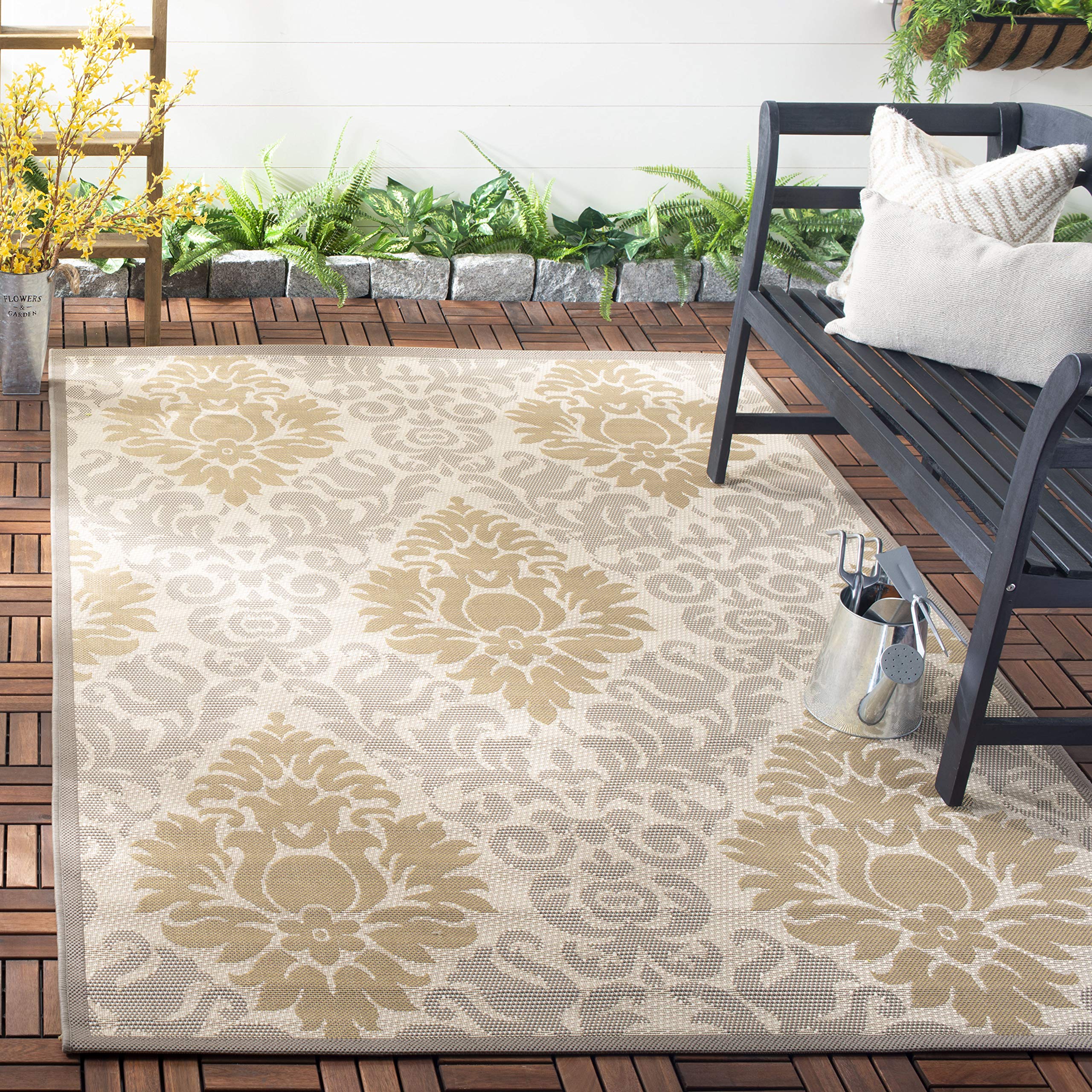 Safavieh Contemporary Indoor/Outdoor Woven Rectangle Area Rug, Courtyard Collection, CY7133, in Beige / Dark Beige, 79 X 152 cm for Garden, Patio or Any Outdoor Space