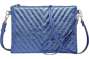 B BRENTANO Chevron Embroidered Crossbody Clutch Bag Pouch with Removable Wristlet & Adjustable Shoulder Strap