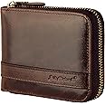 Admetus Men's Genuine Leather Short Zip-around Bifold Wallet
