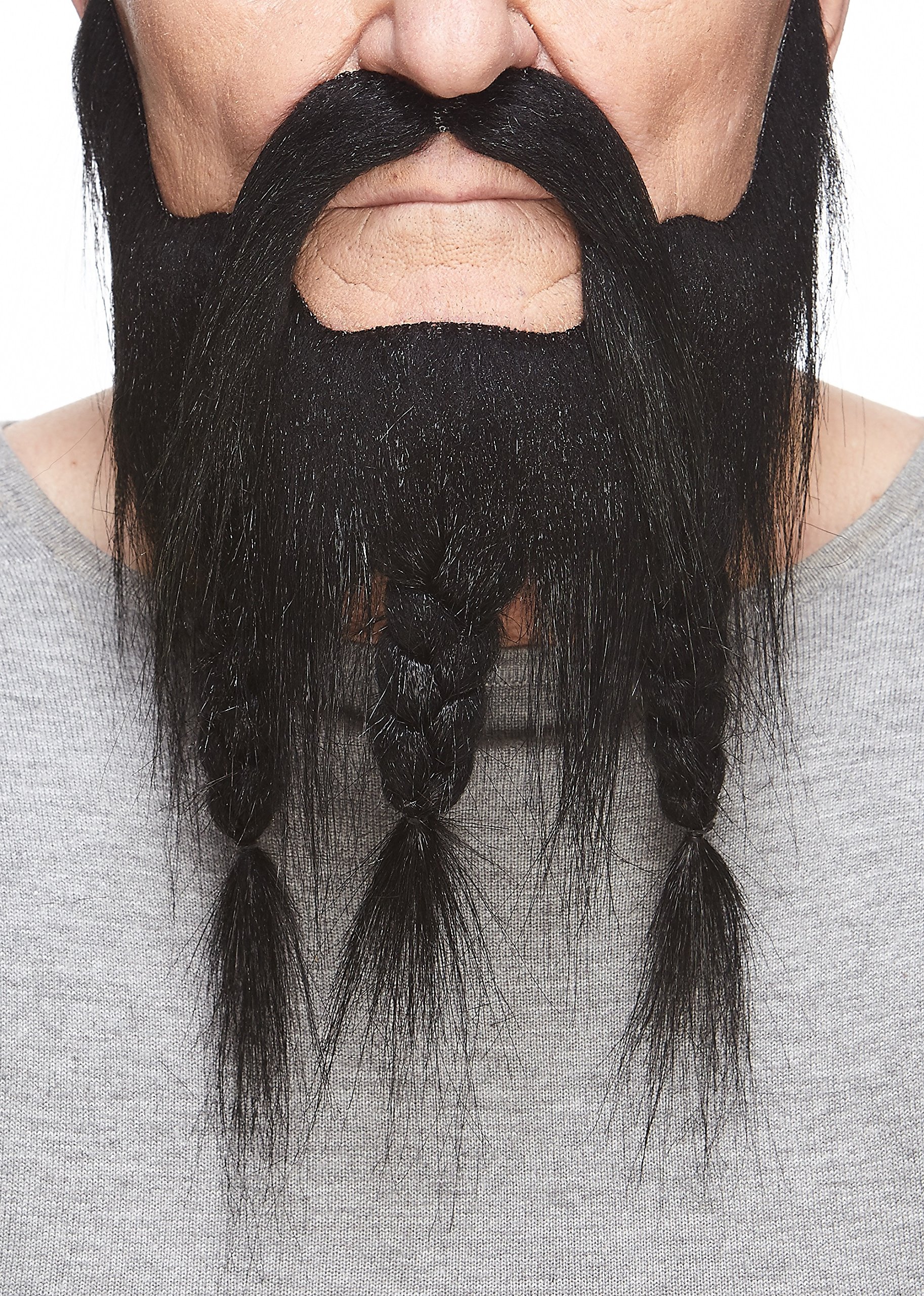 Mustaches Self Adhesive, Novelty, Braided, Captain Fake Beard and Fake Mustache, Black Color