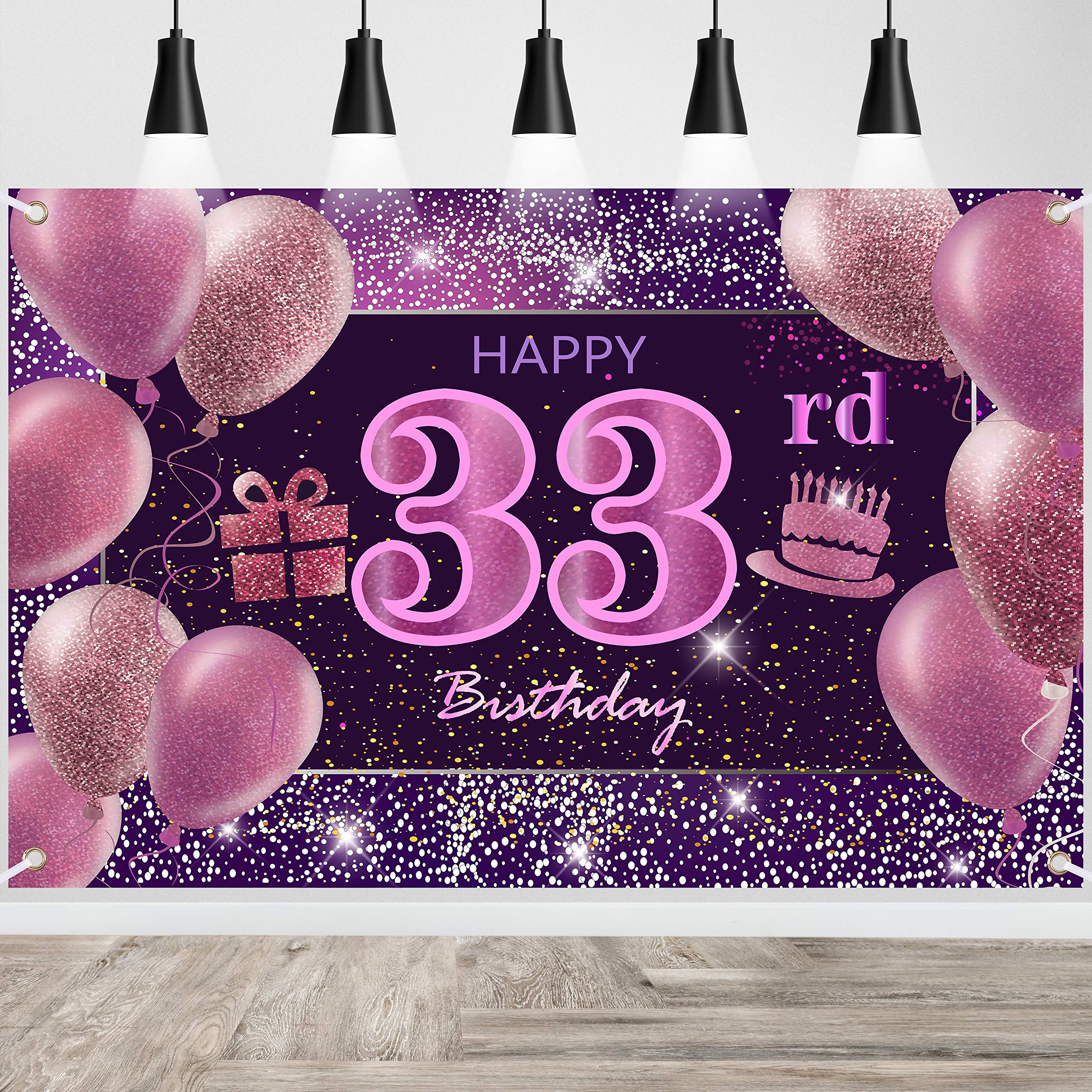IMISI Happy Birthday Banner & Backdrop Decorations - Pink, Perfect for Parties