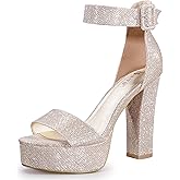 IDIFU IN5 Sabrina Platform Block Chunky High Heels Ankle Strap Heeled Sandals Sexy Wedding Party Dress Shoes for Women Open Toe Heels