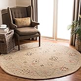 SAFAVIEH Anatolia Collection Area Rug - 6' Round, Natural & Soft Turquoise, Handmade Traditional Oriental Wool, Ideal for Hig