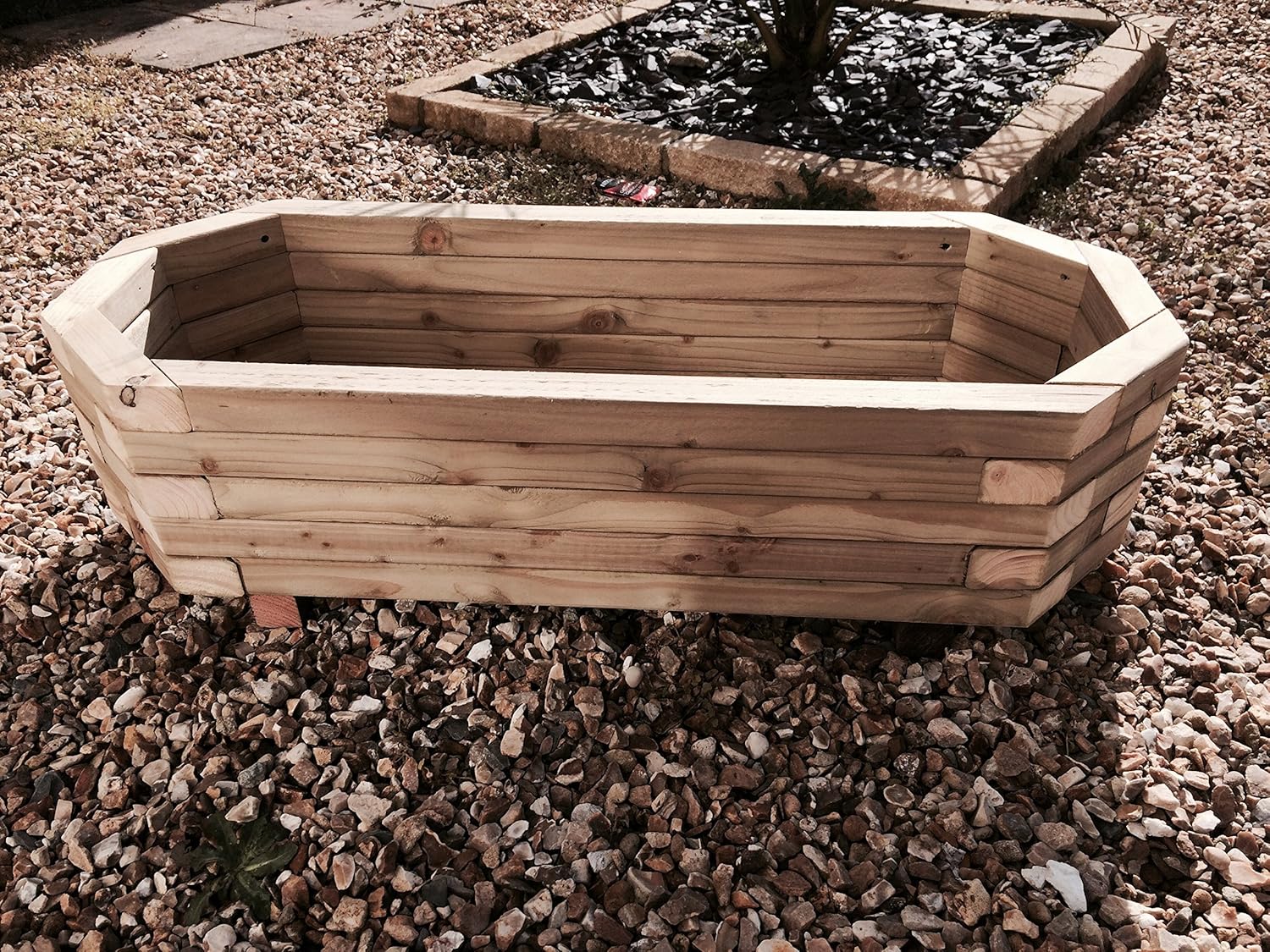 Wooden Garden Planter Trough Extended Octagon Amazon.co.uk Garden