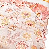 MEJU Floral Pink Cute Girls All Season Muslin Blanket Throw for Bed Sofa Couch,100% Combed Cotton 4 Layer Soft Warm Quilt Throw Blanket Bedspread Bed Coverlet Flower Twin 60 in x 80 in