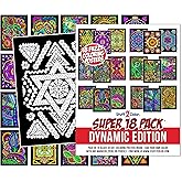 Super Pack of 18 Fuzzy Velvet Coloring Posters (Dynamic Edition) - Great for Family Time, Arts & Crafts, Travel, At Home, Care Facilities [All Ages Coloring: Girls, Boys, Adults, Toddlers, Teens]