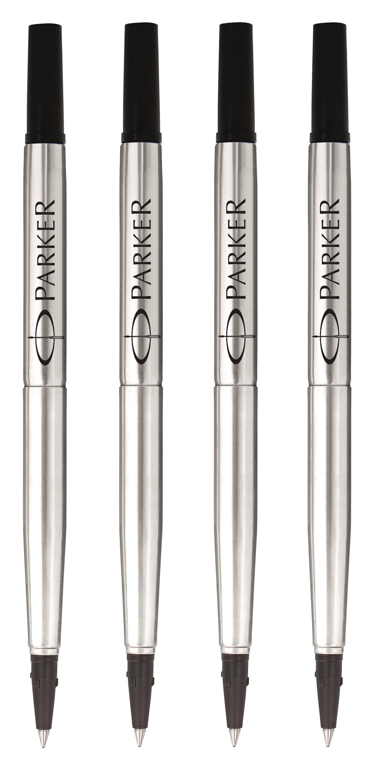 Parker Rollerball Pen Quink Ink Refills - 0.5mm Fine Point - Black Ink – Pack of 4