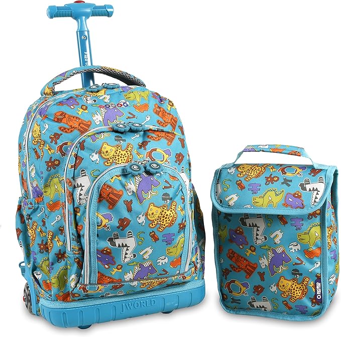 Amazon Com J World New York Kids Lollipop Rolling Backpack Lunch Bag Set Aniphabet One Size Luggage Travel Gear