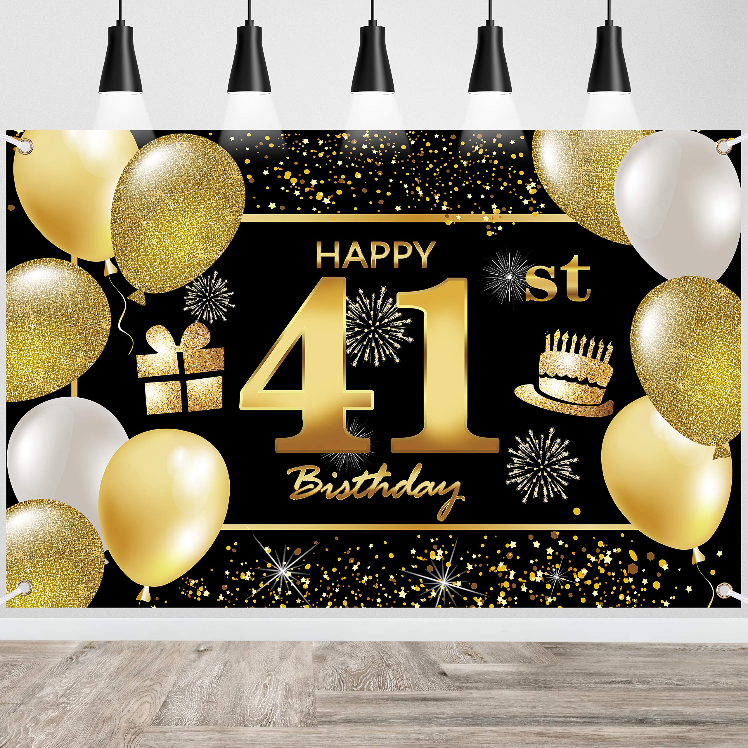 41st Happy Birthday Banner IMISI Birthday Decorations Backdrop for Party