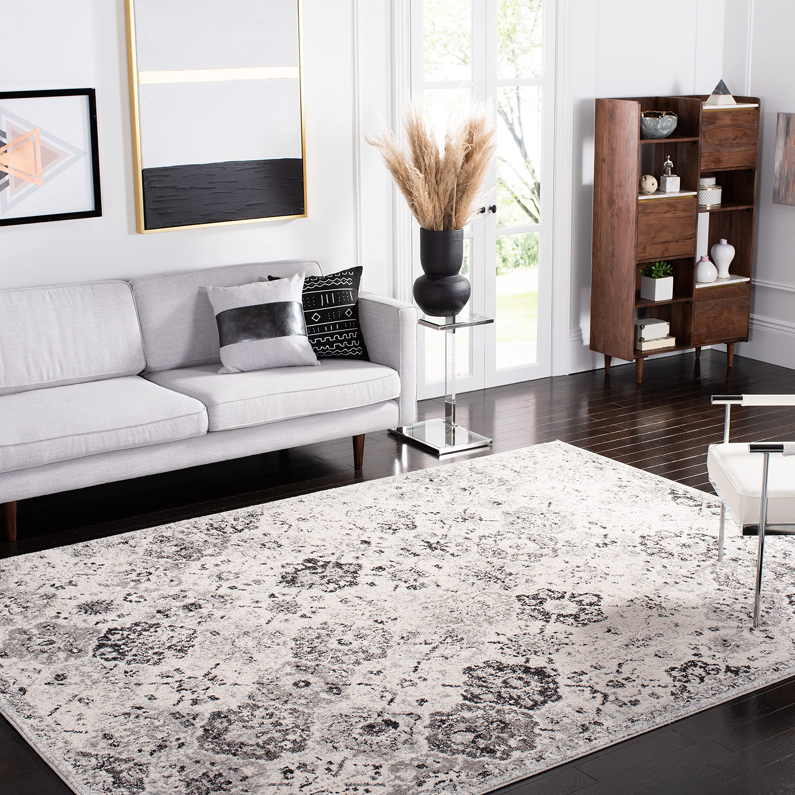 SAFAVIEH Madison Collection Area Rug - 11' Square, Silver & Grey, Boho Chic Distressed Design, Non-Shedding & Easy Care, Ideal for High Traffic Areas in Living Room, Bedroom (MAD611G) Image SAFAVIEH Madison Collection Area Rug - 11' Square, Silver & Grey, Boho Chic Distressed Design, Non-Shedding & Easy Care, Ideal for High Traffic Areas in Living Room, Bedroom (MAD611G) Image