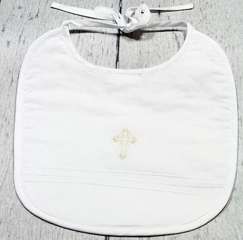 ivory christening bib