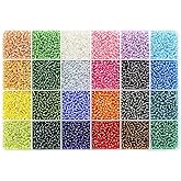 KERGAEN Size 3mm Glass Seed Beads About 6800pcs in Storage Box, 8/0 Small Craft Seed Beads for Bracelet,Earring,Jewelry Making (280Pcs Per Color, 24 Colors)