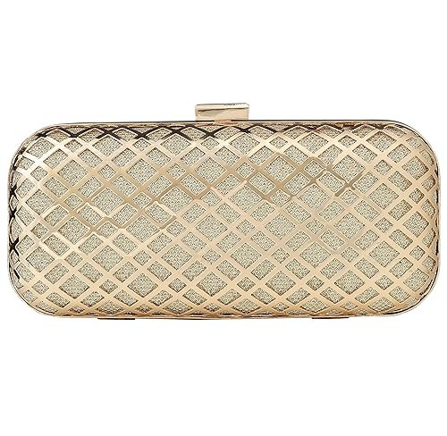 PARADOX (LABEL) Gold Metal Case Hand Box Clutch for Women