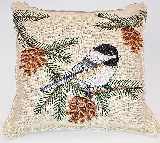 Amazon Com Chickadee Pinecone 5 X 5 Balsam Fir Pillow