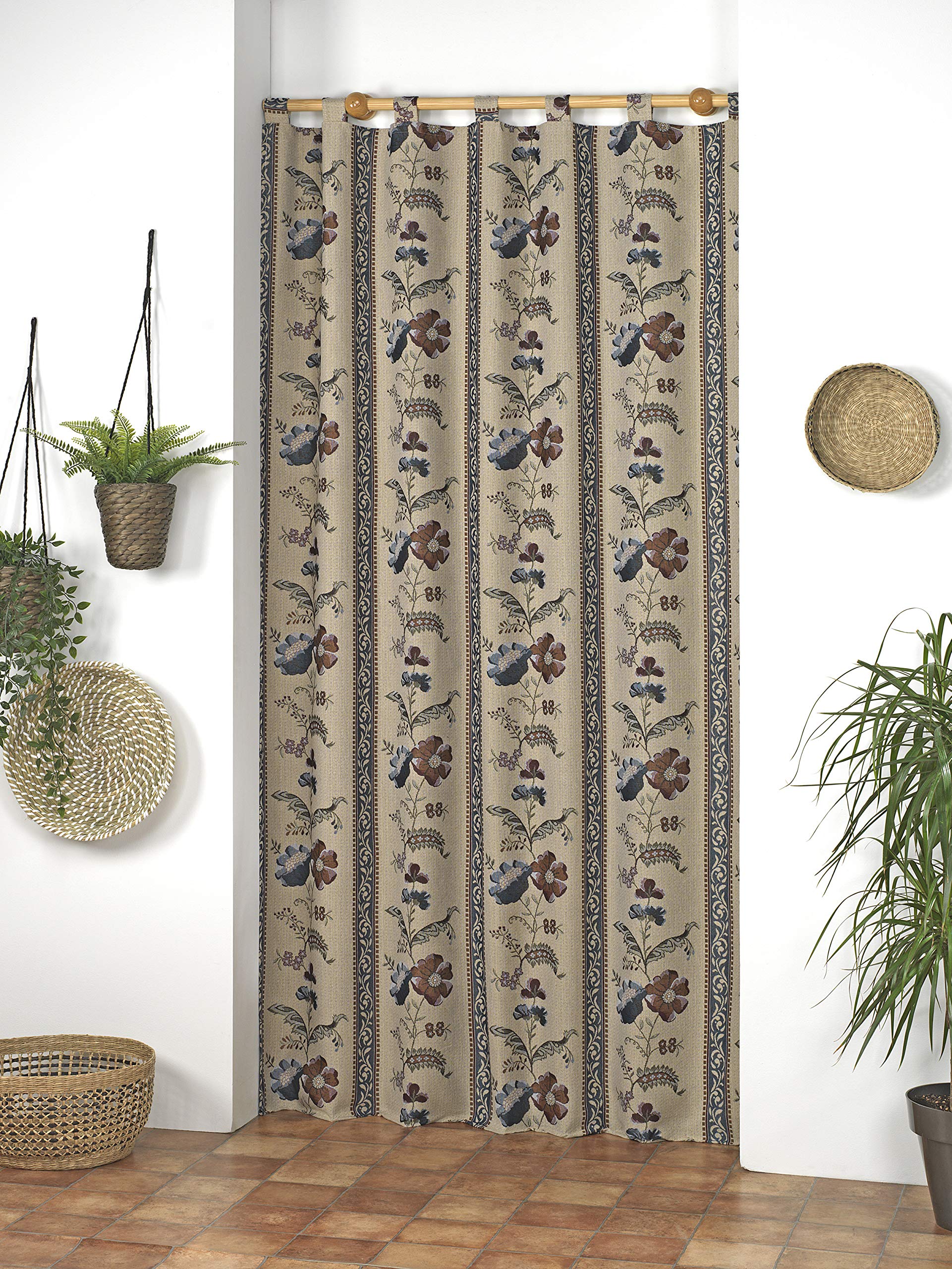 Martina Home Flower Curtain Loops Aluminium, Unique, 140 x 260 cm